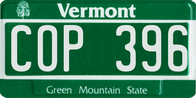 VT license plate COP396