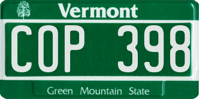 VT license plate COP398