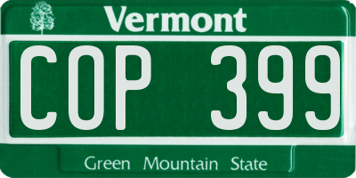 VT license plate COP399