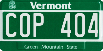 VT license plate COP404