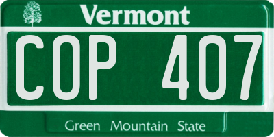 VT license plate COP407