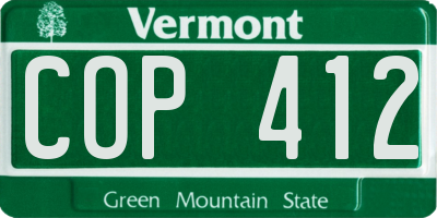 VT license plate COP412