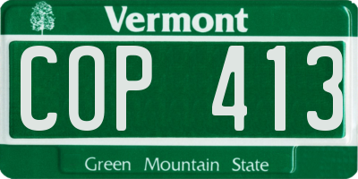 VT license plate COP413