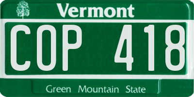 VT license plate COP418