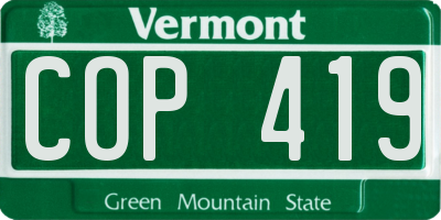 VT license plate COP419