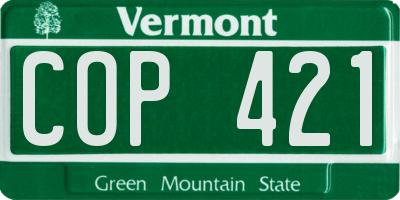 VT license plate COP421