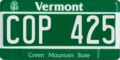 VT license plate COP425