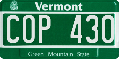 VT license plate COP430