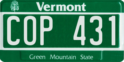 VT license plate COP431