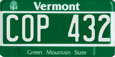 VT license plate COP432