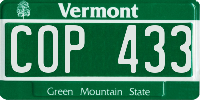 VT license plate COP433