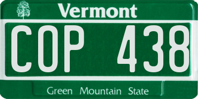 VT license plate COP438