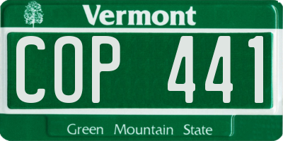 VT license plate COP441