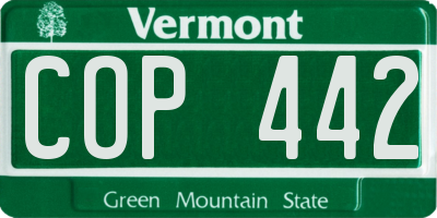 VT license plate COP442