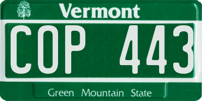 VT license plate COP443