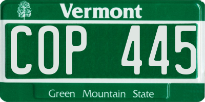VT license plate COP445