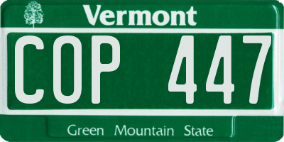 VT license plate COP447