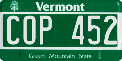 VT license plate COP452
