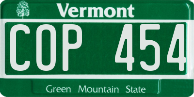 VT license plate COP454