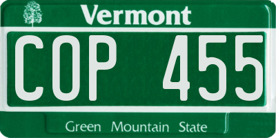 VT license plate COP455