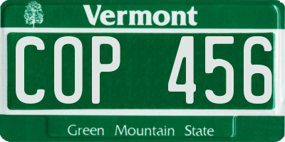 VT license plate COP456