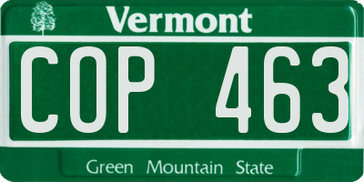 VT license plate COP463