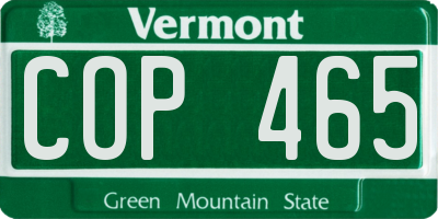 VT license plate COP465