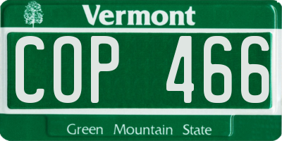 VT license plate COP466