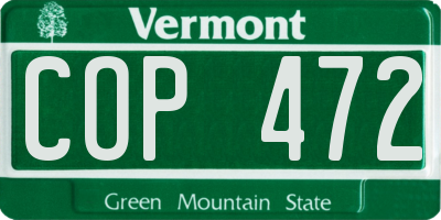 VT license plate COP472