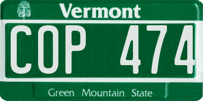 VT license plate COP474