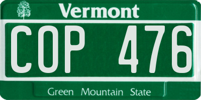 VT license plate COP476