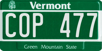 VT license plate COP477