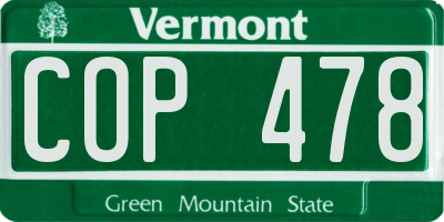 VT license plate COP478