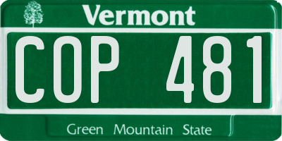 VT license plate COP481