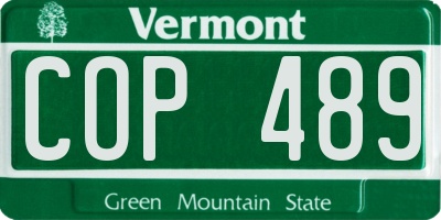 VT license plate COP489