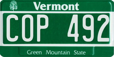 VT license plate COP492