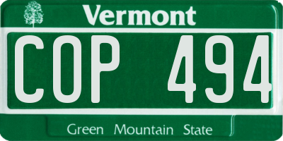 VT license plate COP494