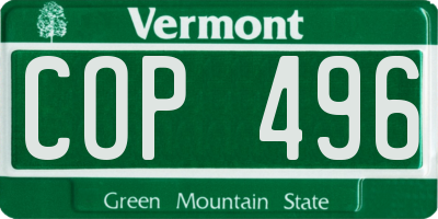 VT license plate COP496