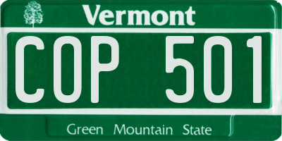 VT license plate COP501