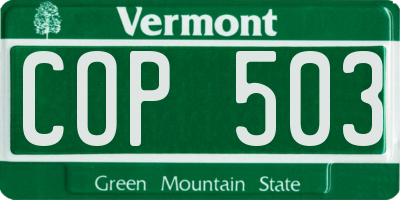 VT license plate COP503
