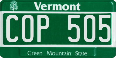 VT license plate COP505