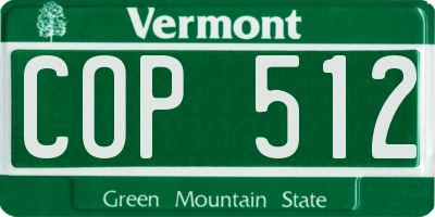 VT license plate COP512