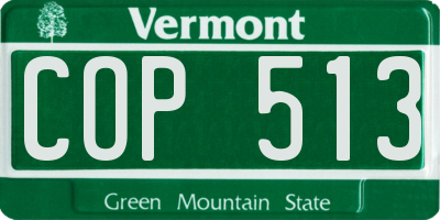 VT license plate COP513