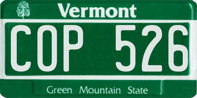 VT license plate COP526