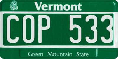 VT license plate COP533
