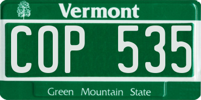 VT license plate COP535