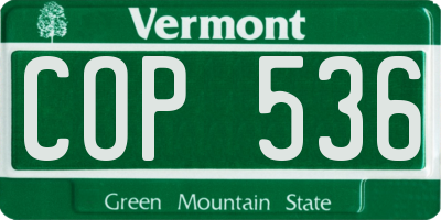 VT license plate COP536