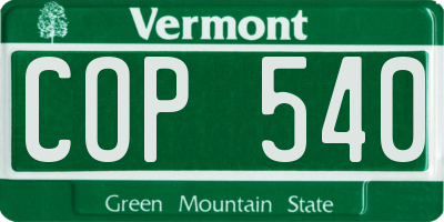 VT license plate COP540