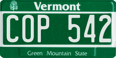 VT license plate COP542