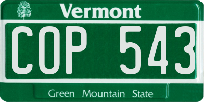VT license plate COP543